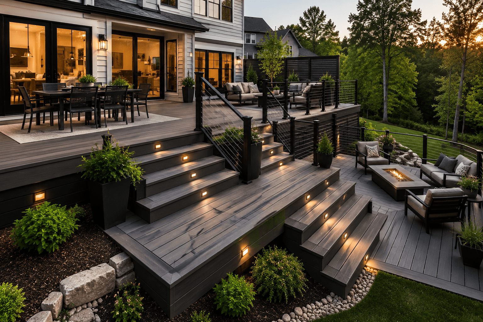 Composite decking with a clean, low-maintenance finish
