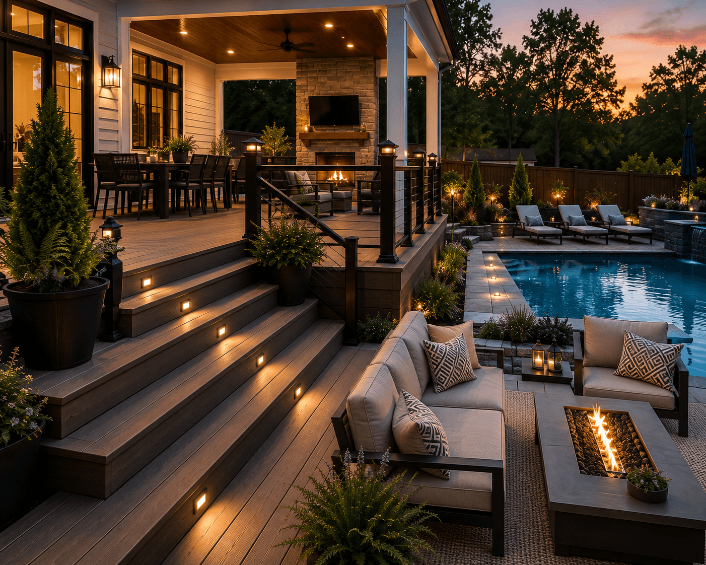 Outdoor deck space connected to the home for everyday use