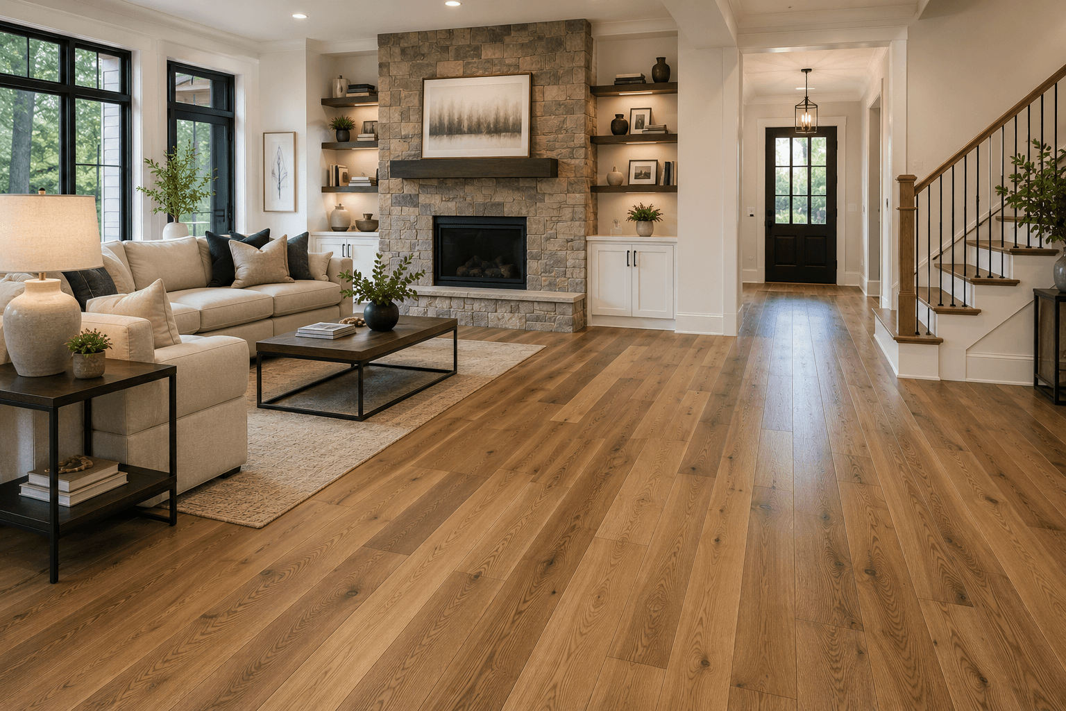 Freshly painted interior living space with clean trim details