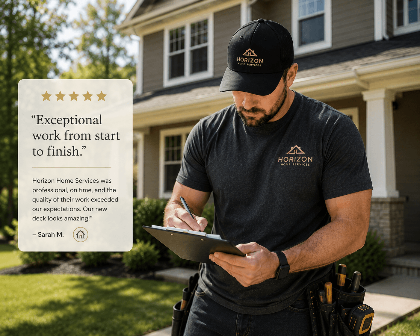 Northwest Georgia homeowner reviewing a completed Horizon Home Services project