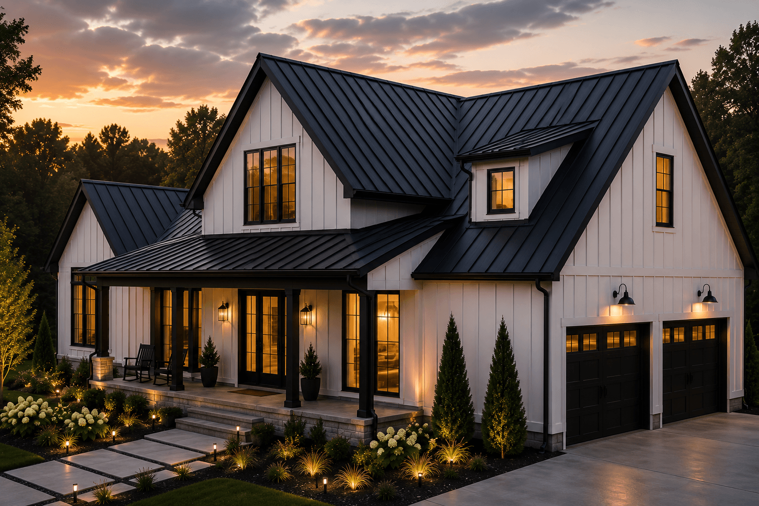 Architectural shingle roofing with clean ridge and edge details